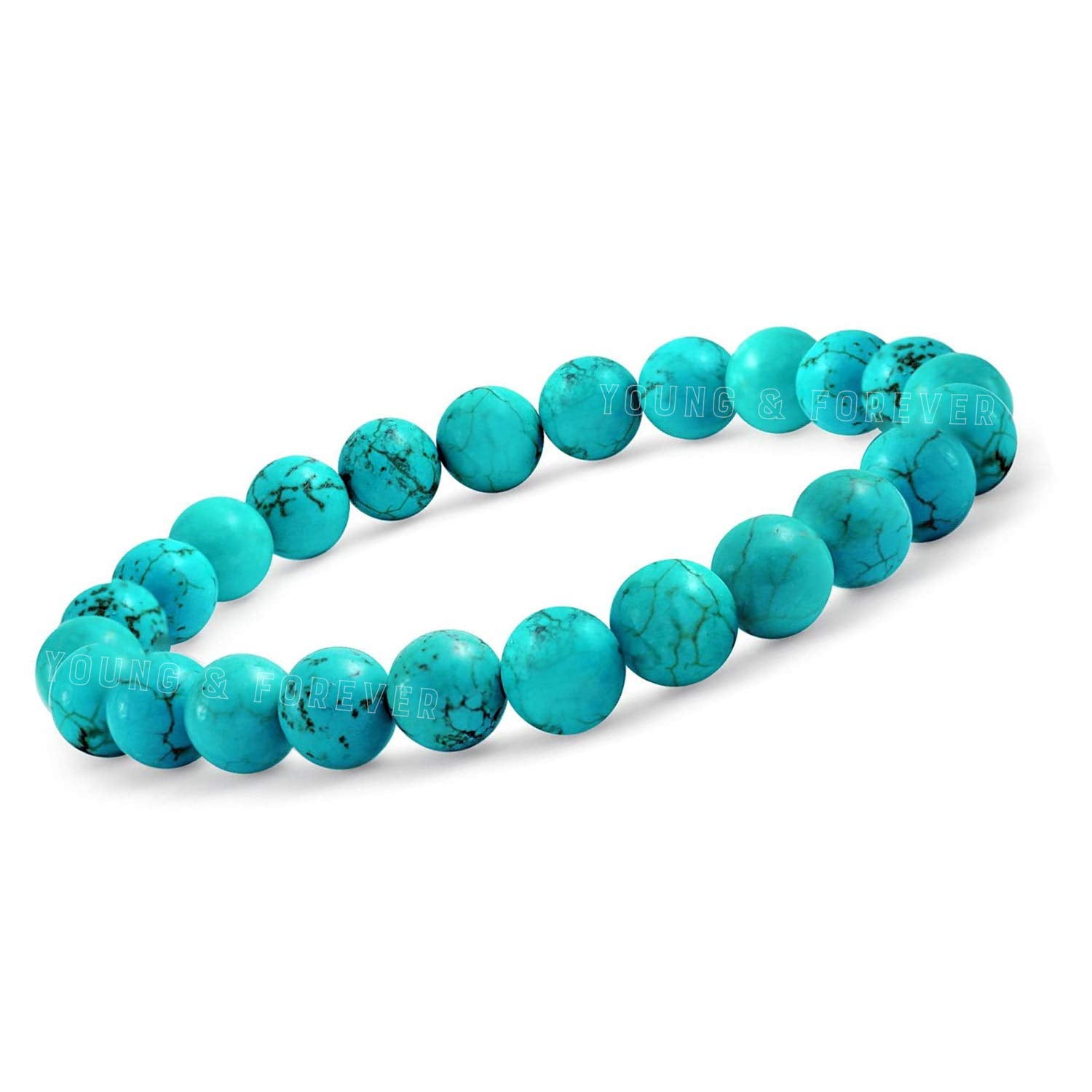 Divinity Crystals Turquoise Gemstone Bracelet - Natural Semi Precious 8mm Round Beads for Reiki Healing, Crystal Healing, and Chakra Balance Default Title